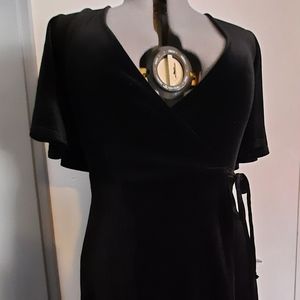 Black velvet wrap dress size L